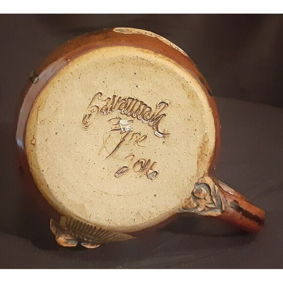 Skull "Morning Courage" Strong Medicine Coffee Mug Handmade Studio Pottery 16 oz - Picture 11 of 11